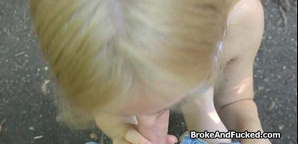  Broke blonde loves my cock in park